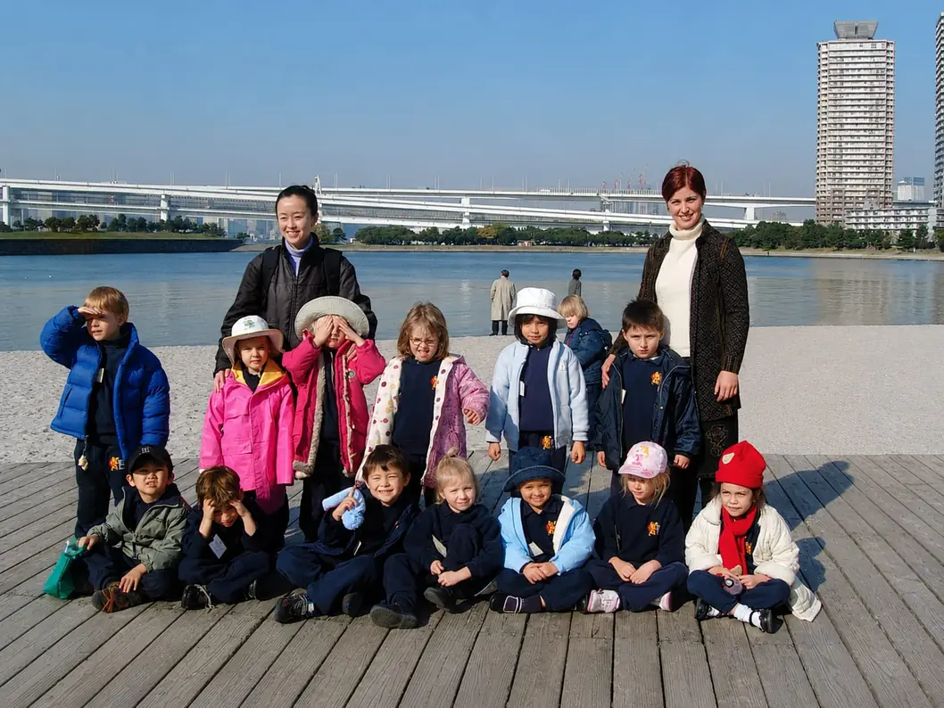 Donna with students on a school trip in Tokyo
